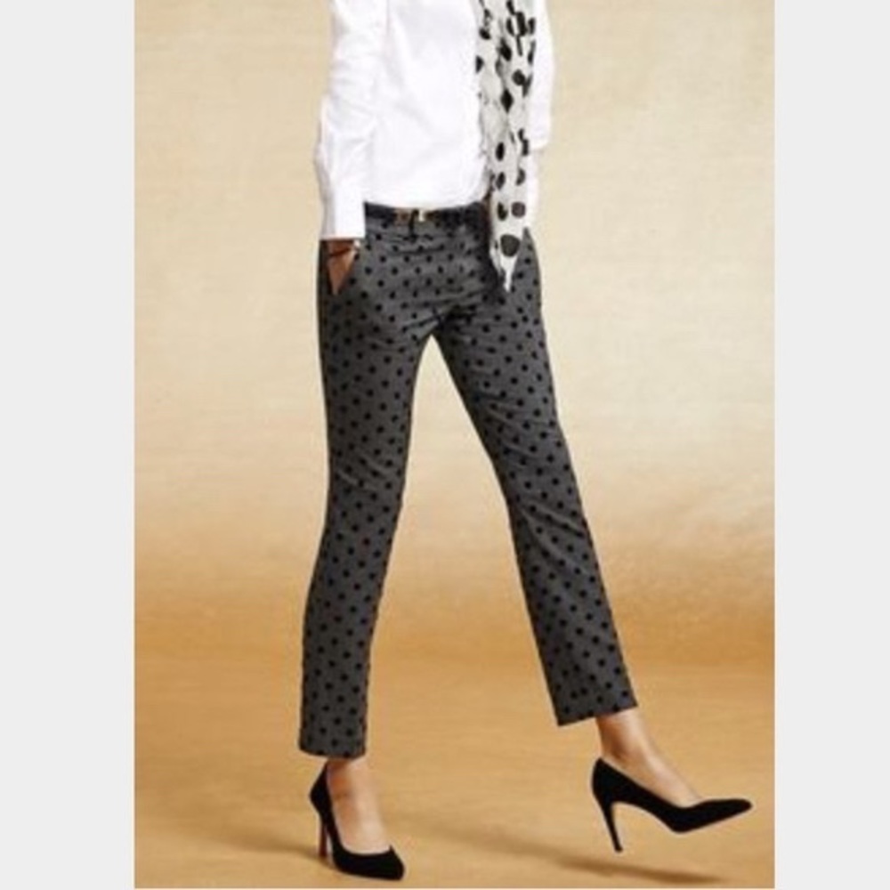Ann Taylor polka dot black/gray tapered slacks
